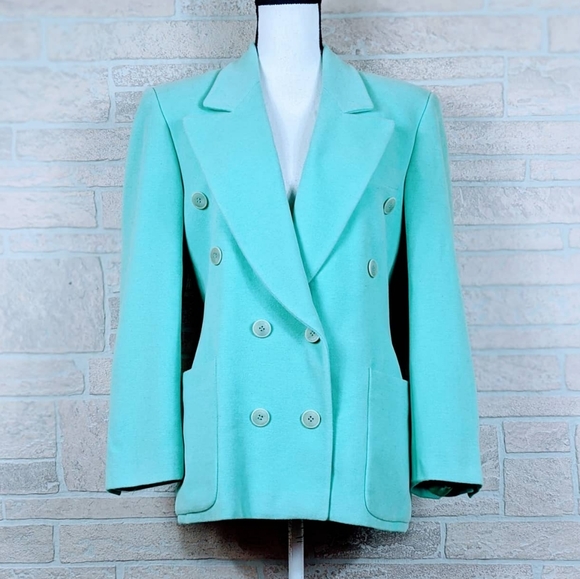 Escada Jackets & Blazers - ESCADA Angora Cashgora Wool Mint Turquoise Peacoat